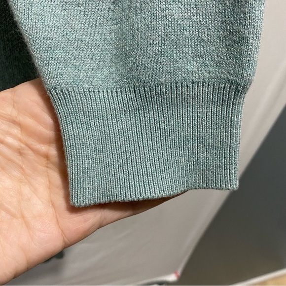 Sandwich_ Mint Green Hooded Open Front Cardigan Sweater Duster Pockets cozy M - Picture 12 of 14